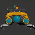 Yellow Mechanical Combat Weapon With Blue Wheels Red Light Top Equipment And Bottom Clamp