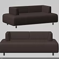 Modern Brown Leather Sectional Sofa With Metal Legs And Comfortable Design 3d model