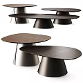 Modern Minimalist Oval Wooden Dining Tables With Sleek Conical Metallic Bases For Upscale Dining Rooms