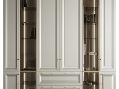 Sleek Modern White Wardrobe Interior With Glass Doors Drawers And Shelves 3d model