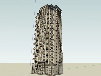Modern High-Rise Residential Building Exterior Design With Multiple Floors Balconies And Windows 3d model