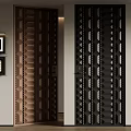 Modern Hinged Door With Geometric Texture In Black And Brown For Interior Design