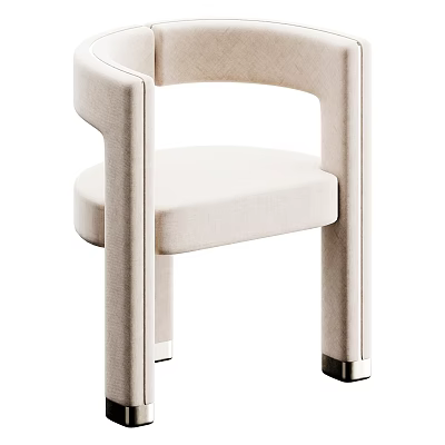 Modern Minimalist Leisure Chair With Beige Fabric Upholstery And Metal Legs 3d model
