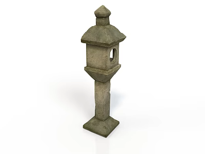 Stone Birdhouse With Pointed Top And Square Base For Outdoor Garden 3d model