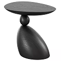 Modern Black Wooden Coffee Table With Unique Layered Tabletop And Organic Base
