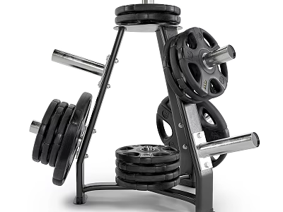 Sports Equipment Weight Rack With Multiple Barbell Plates And Bars For Strength Training 3d model