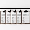 Commercial Menu Boards Hanging On Black Rod With Wooden Frames For Restaurant