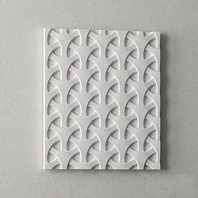 White Geometric Wall Decor with Intertwined Curved Patterns 3D Textured Mounted on Gray Wall Surface 3d model