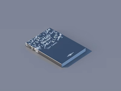 Blue Cover Book Featuring White Handwritten Style Text And Bottom Logo Design Elements 3d model