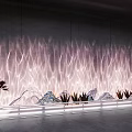 Water Ripple Light Wall Projection With Decorative Plants And Countertop