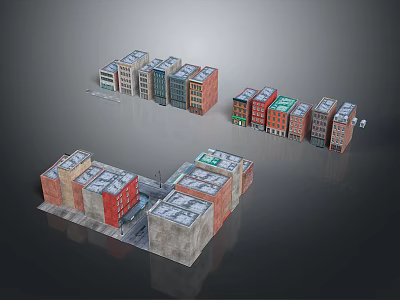 Colorful Cartoon City Buildings With Diverse Architecture And Urban Block Models 3d model