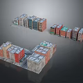 Colorful Cartoon City Buildings With Diverse Architecture And Urban Block Models