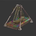 Vintage Water Transport With Triangular Rustic Metal Frame Red Railings And Wooden Seats