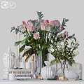 Elegant Ornamental Decor Set With Roses Vases Candles And Decorative Boxes