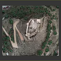 Detailed Scale Model of Ancient Castle on Hill with Green Trees and Tower