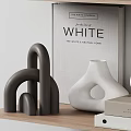Stylish Decorative Ornament Set With Shelf Display Vases Books Clock And Framed Art
