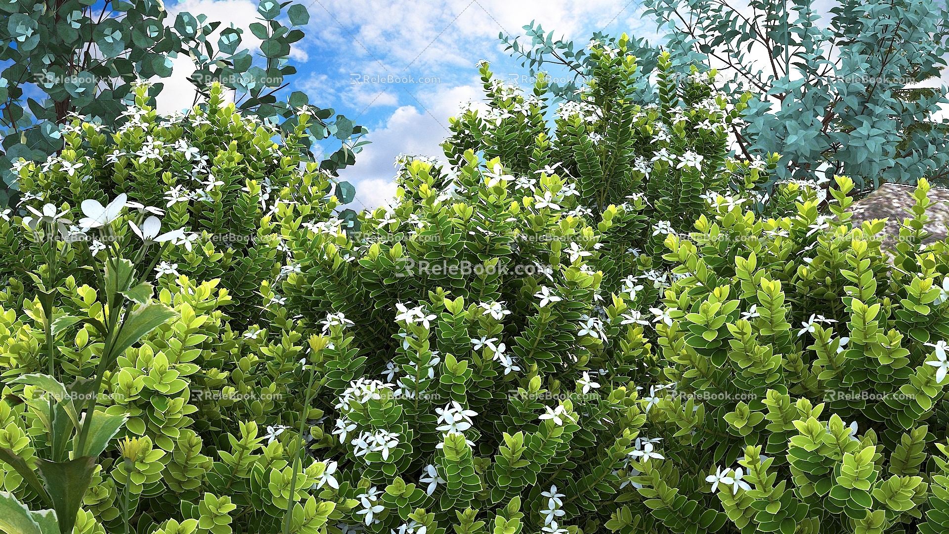 Modern flowers and plants combination landscape shrub shrub plant combination natural landscape 3d model