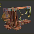 3D Rendered Orange Construction Crane With Mechanical Arm And Support Base