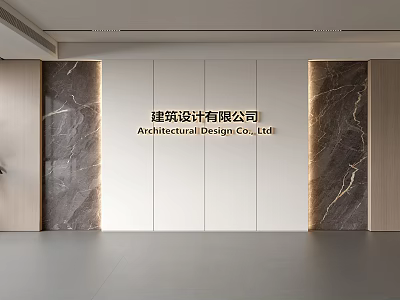 Modern Office Background Wall With Marble Accents And White Panels For Company Name 3d model