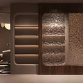 Modern Wooden Shelving Unit With Textured Glass Panels In Interior Design