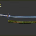 Authentic Traditional Samurai Sword Weapon With Ornate Handle And Wooden Scabbard