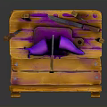 Wooden Workbench with Purple Tools and Knives on Top Surface