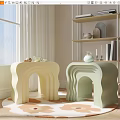 Modern side a few cream geometric side a few corners a few 3d model