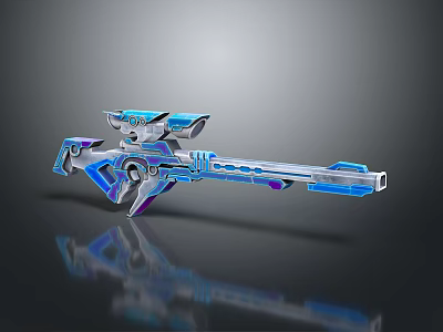 Futuristic Sci Fi Weapon With Blue Glowing Elements And Intricate Metallic Design 3d model