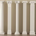 White Classical Columns With Various Styles And Decorative Capitals For Interior Design 3d model