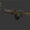 Pixel Art Rifle Weapon 3D Model With Detailed Design And Gaming Style