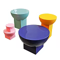 Modern Vibrant Round Top Side Tables With Multiple Bright Colors 3d model