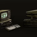 Old Vintage Computer System With Monitor Keyboard And Retro Design