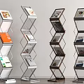 Modern Multi Tier Metal Shelving Units for Magazine Storage with Contemporary Frame and Open Compartments