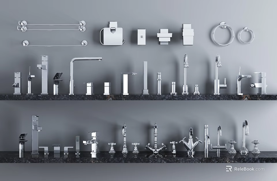 Different Types of Modern Faucets for Kitchen and Bathroom Home Use 3d model 