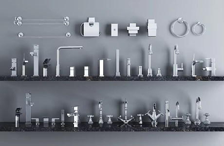 Modern faucet stainless steel faucet bathroom hardware combination 3d model