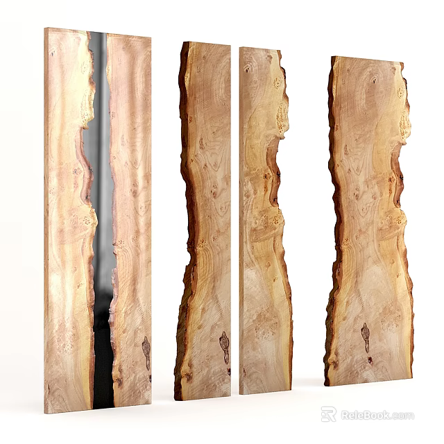 Natural Stone Wood Slabs With Live Edge And Organic Texture Design 3d model 