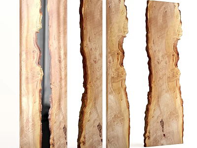 Natural Stone Wood Slabs With Live Edge And Organic Texture Design 3d model