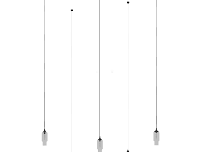 Modern Linear Pendant Lights With Sleek Metal Rods And Clear Glass Bulbs Design 3d model