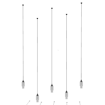 Modern Linear Pendant Lights With Sleek Metal Rods And Clear Glass Bulbs Design 3d model