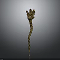 Golden Ornamental Weapon With Twisted Handle And Decorative Shiny Top Design