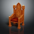 Ornate Classical Wooden Armchair With Intricate Carvings Red Upholstered Seat And Elegant Design