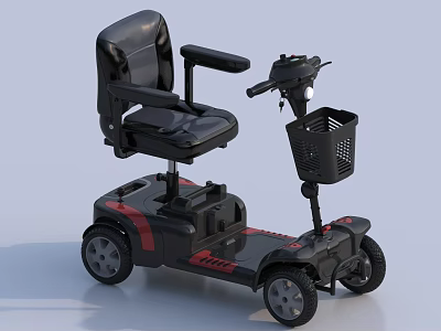 Electric Mobility Scooter Medical Device with Comfortable Seat and Front Basket for Elderly 3d model