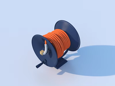 Durable Blue Hose Reel With Orange Hose White Connector And Black Handle For Hardware Tools 3d model