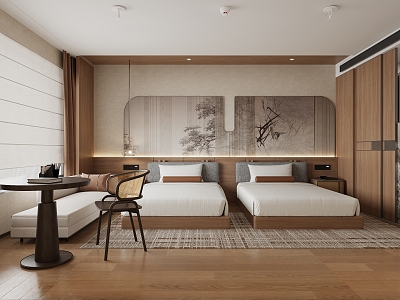 New Chinese Hotel Rooms 3d model