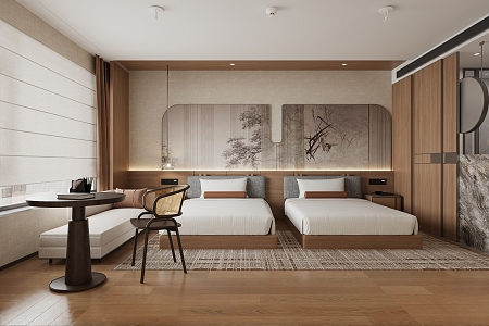 New Chinese Hotel Rooms 3d model