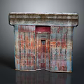 Egyptian Style Console Table And Side Cabinet With Colorful Hieroglyphic Patterns And Stone Top