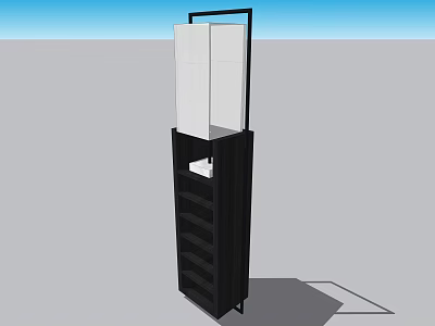 Modern Floor Lamp With Black Frame White Shade And Storage Shelves 3d model