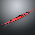 Red Kayak With Streamlined Design And Black Seats On Gray Background 3d model