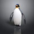 Penguin Standing With Black And White Feathers Yellow Neck Patch Orange Beak On Dark Background