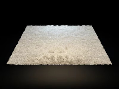 Soft White Plush Shaggy Square Rug With Cozy Texture For Living Room 3d model